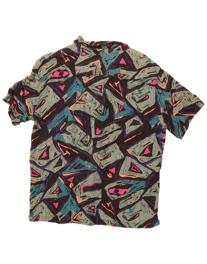 Camisa masculina de manga curta Pull & Bear XL viscose geométrica multicolorida