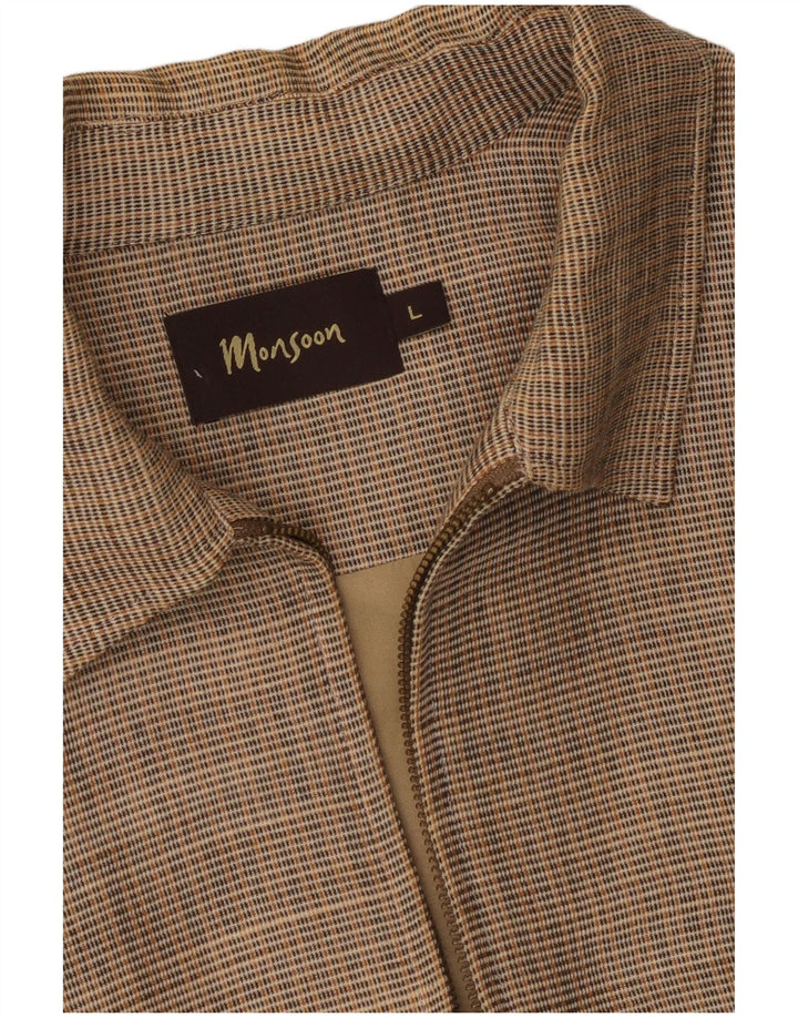 Jaqueta bomber masculina Monsoon UK 40 grande xadrez bege