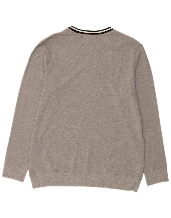 Suéter masculino Calvin Klein com gola redonda e listrado cinza grande