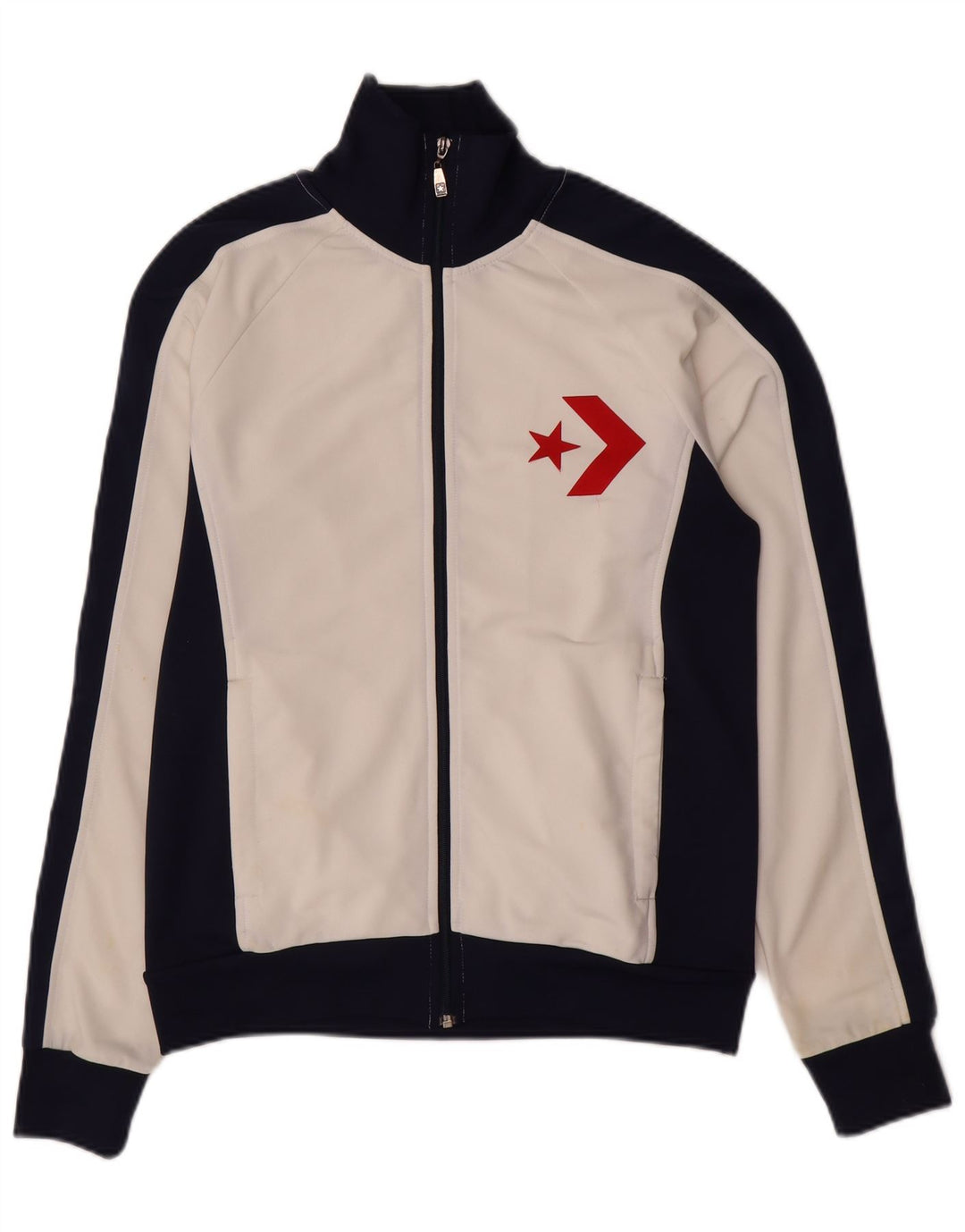 Converse Mens Graphic Tracksuit Top Jaqueta Médio Branco Colorblock