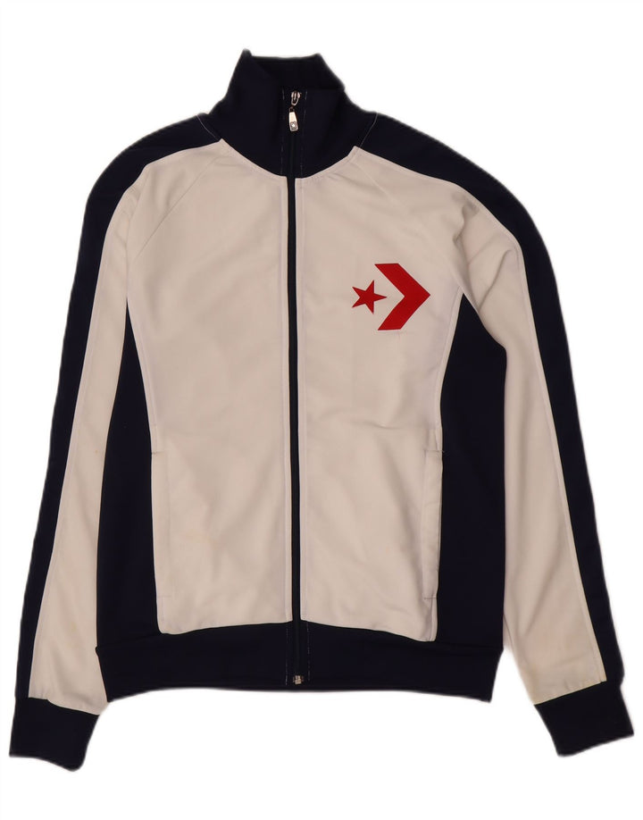 Converse Mens Graphic Tracksuit Top Jaqueta Médio Branco Colorblock
