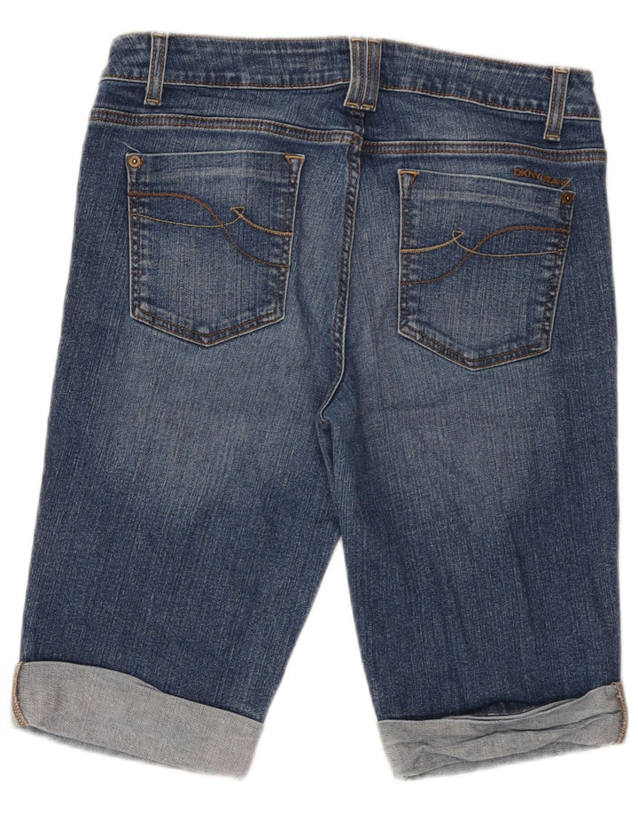 Shorts jeans feminino DKNY EUA 12 grande W32 algodão azul