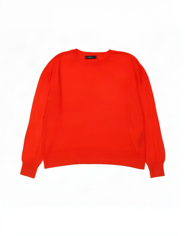 Suéter feminino Zara com gola canoa UK 14 viscose vermelha média