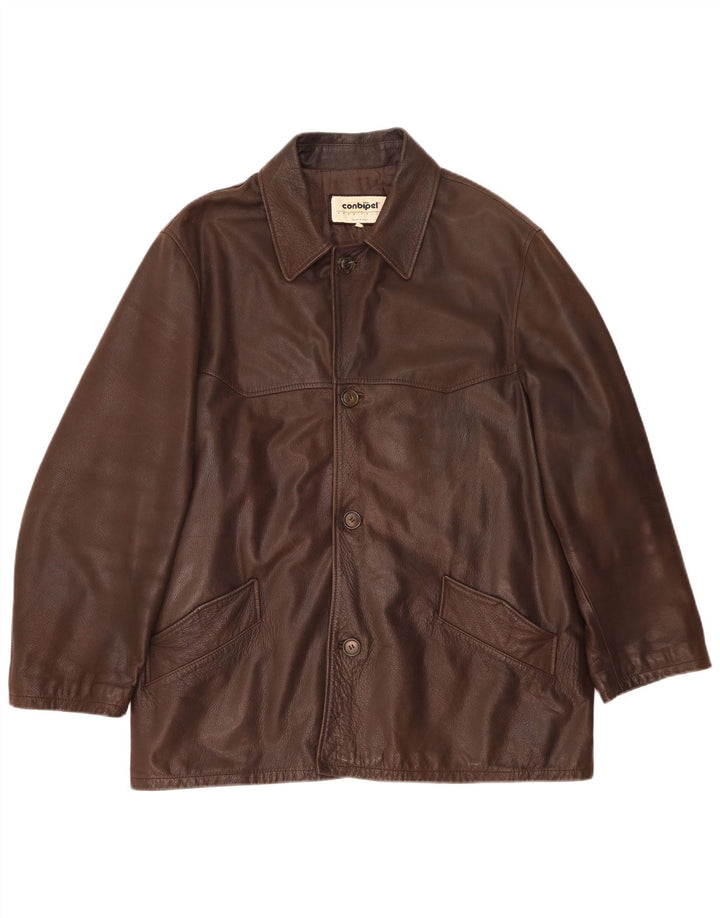 Jaqueta de couro masculina Conbipel IT 52 XL couro marrom