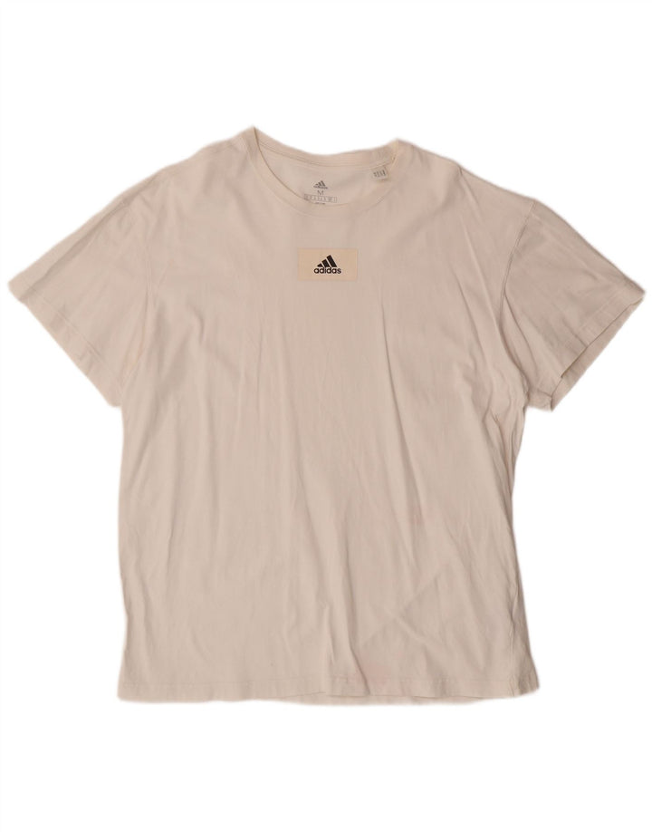 ADIDAS Mens Camiseta Top Médio Off White Algodão