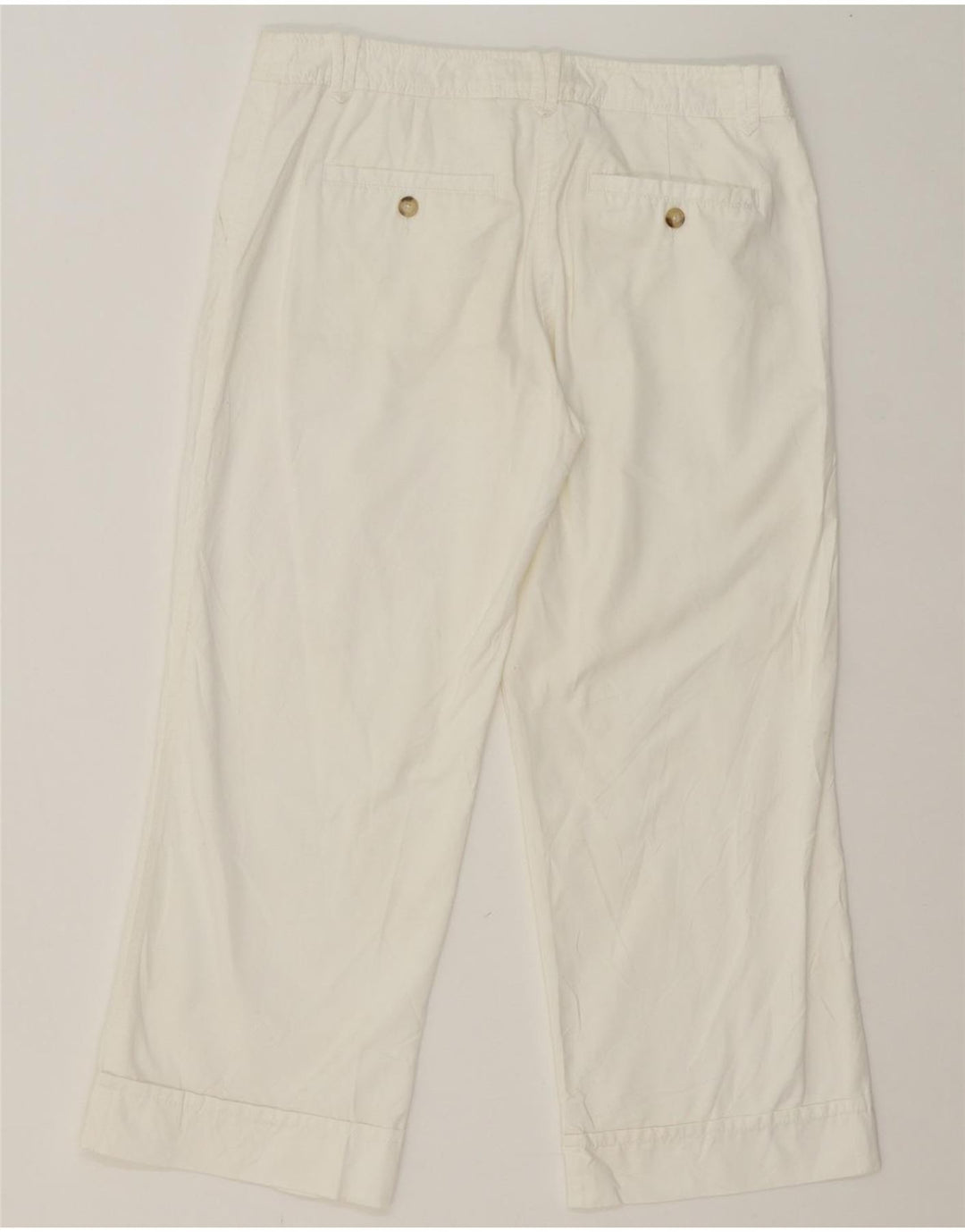 TOMMY HILFIGER Womens Straight Cropped Trousers W34 L25 White Cotton Vintage Tommy Hilfiger and Second-Hand Tommy Hilfiger from Messina Hembry 