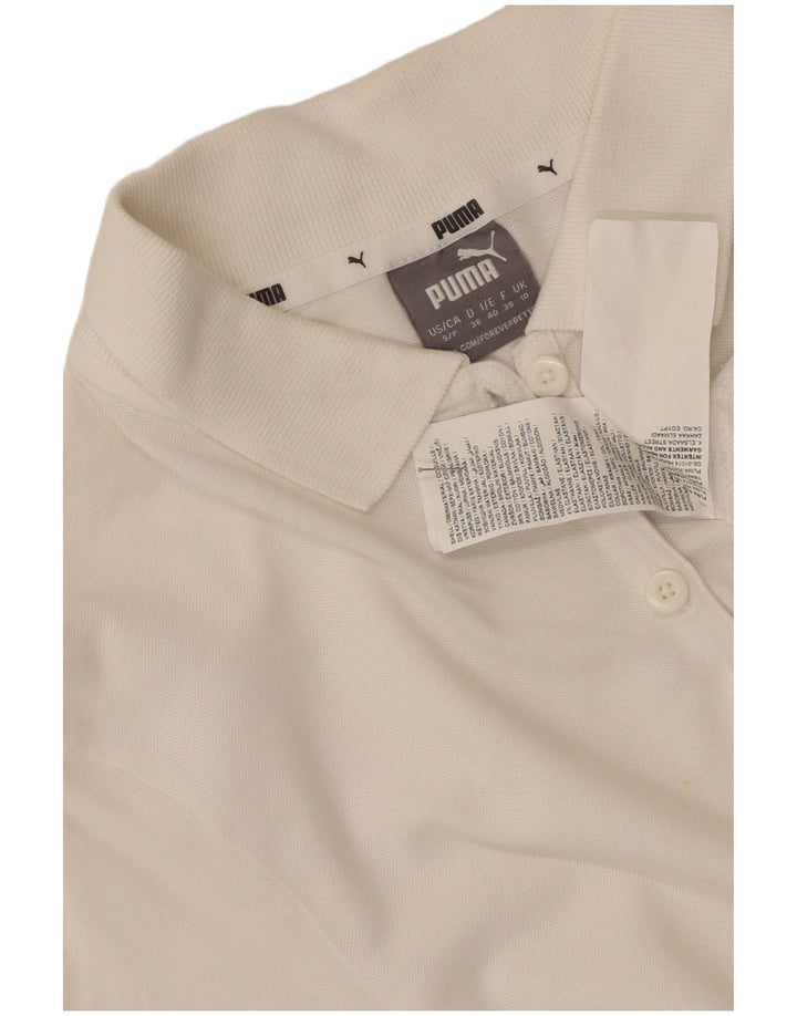 Camisa polo feminina Puma UK 10 pequena algodão branco