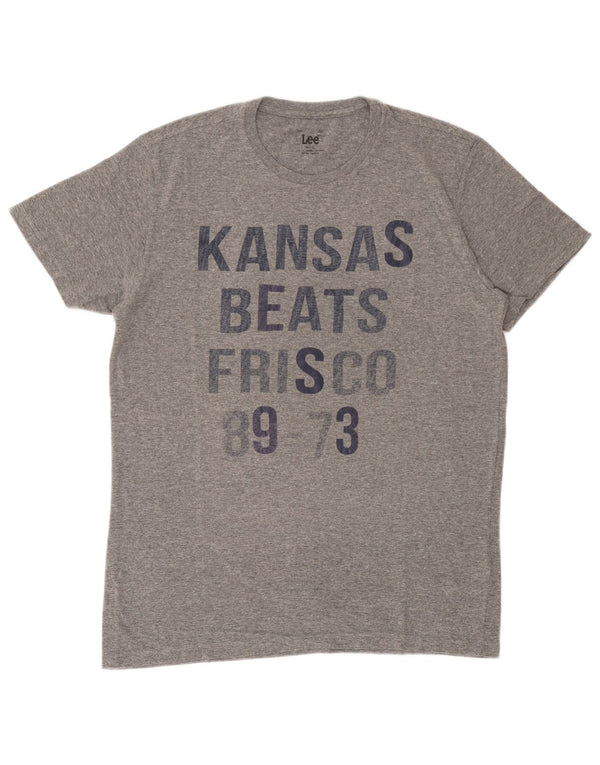 Camiseta masculina Lee Slim Fit gráfica Top XL algodão cinza