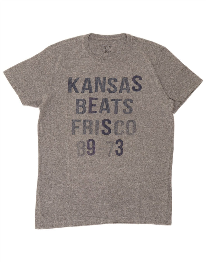 Camiseta masculina Lee Slim Fit gráfica Top XL algodão cinza