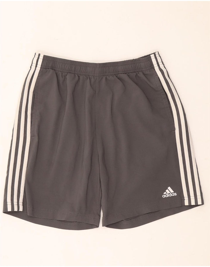 Shorts esportivos masculinos Adidas grande poliéster cinza