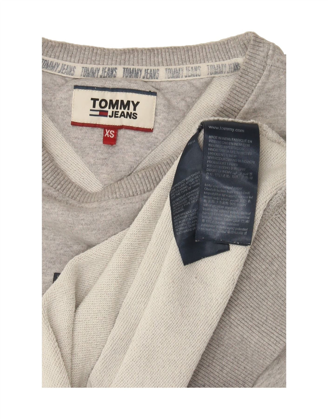 TOMMY HILFIGER Mens Graphic Sweatshirt Jumper XS Grey Cotton Vintage Tommy Hilfiger and Second-Hand Tommy Hilfiger from Messina Hembry 