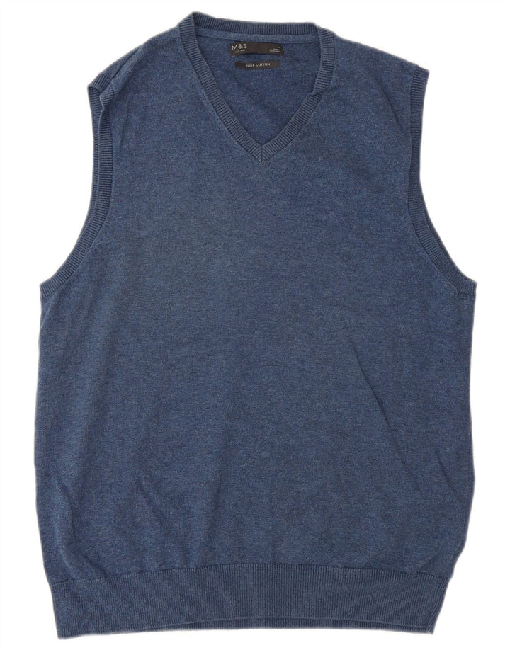 Regata masculina Marks & Spencer com colete médio de algodão azul marinho