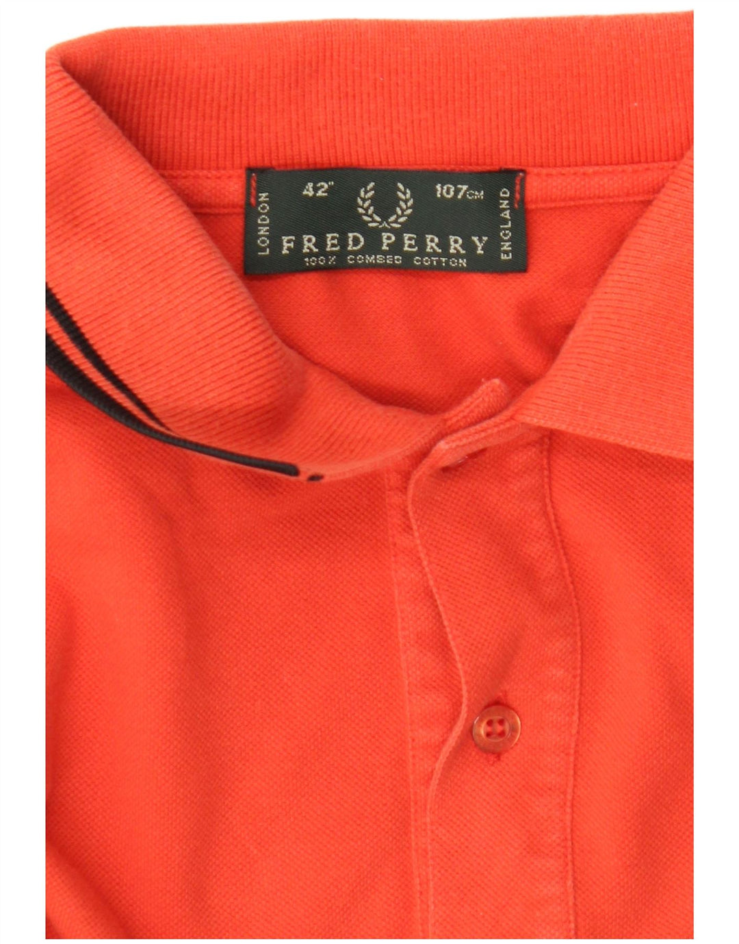 Camisa polo masculina de manga comprida Fred Perry algodão laranja médio