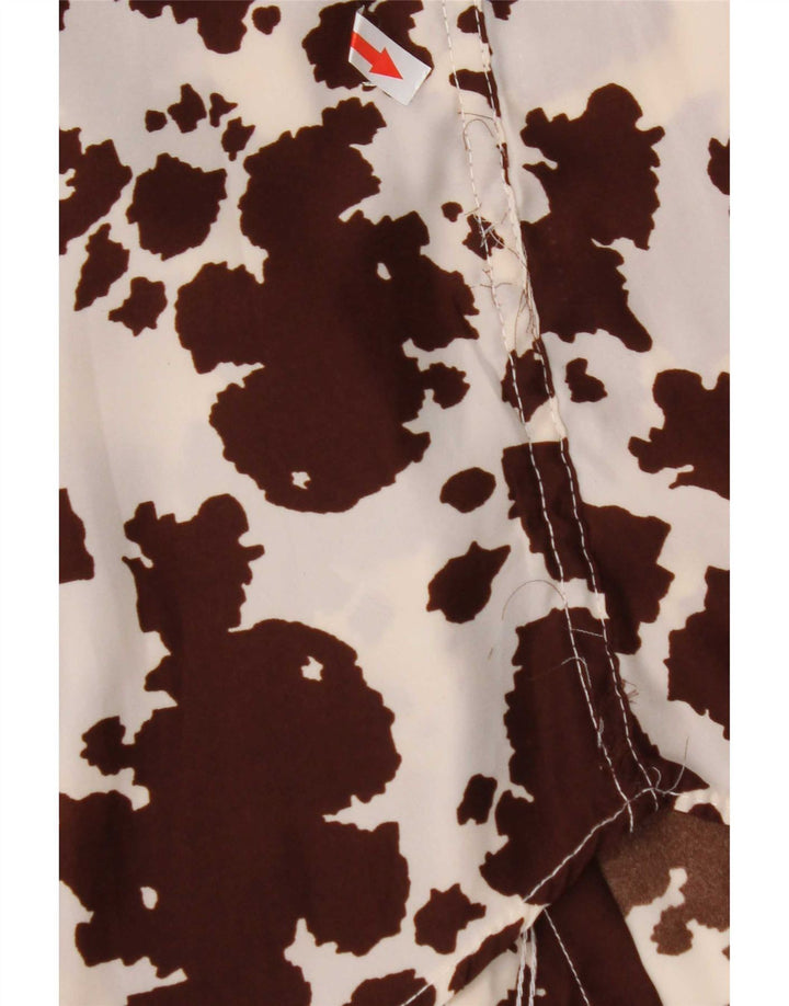 Vintage masculino abstrato padrão camisa marrom médio estampa animal
