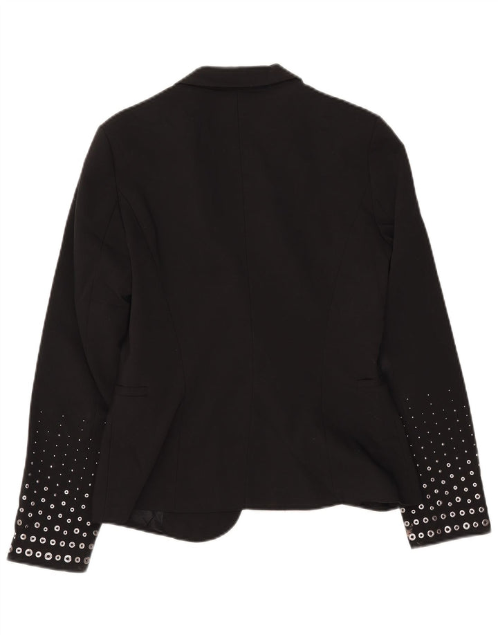 Jaqueta blazer feminina ZARA com 1 botão Reino Unido 12 poliéster preto médio