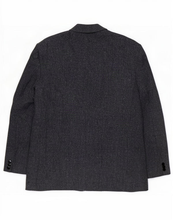 Jaqueta blazer masculina Harris Tweed longa de 2 botões tamanho 50 XL azul marinho manchado