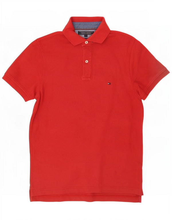 Camisa polo masculina Tommy Hilfiger Slim Fit pequena de algodão vermelho