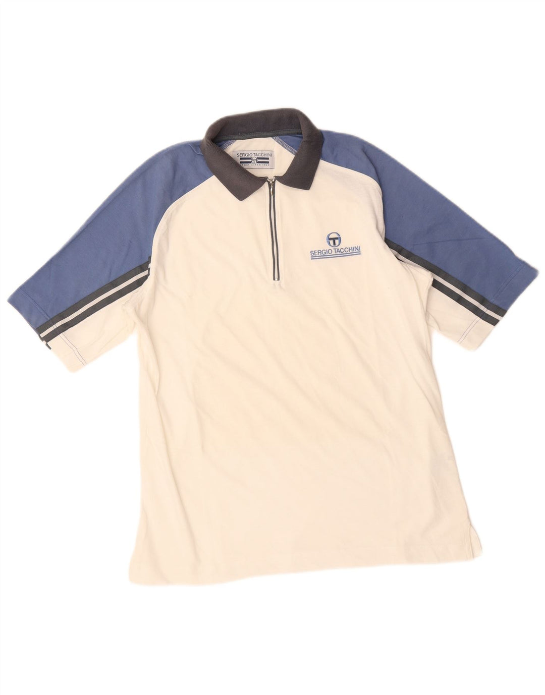 SERGIO TACCHINI Camisa polo masculina média branca algodão colorblock