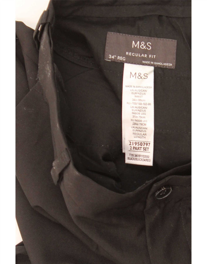 Calça chino masculina Marks & Spencer reta regular fit W34 L31 preta