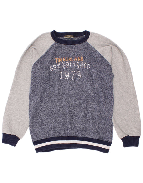 Suéter Timberland Boys com gola redonda 9-10 anos azul colorblock