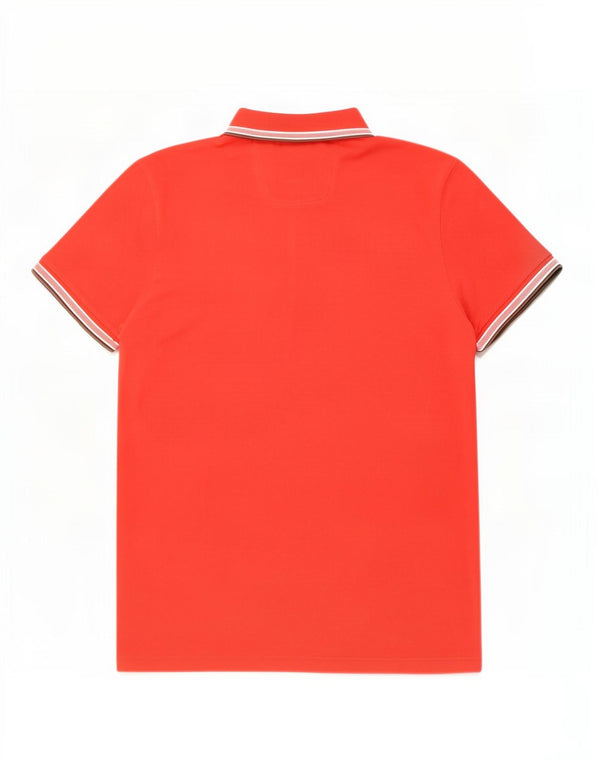 Camisa polo masculina de ajuste moderno Hugo Boss 2XL algodão listrado vermelho
