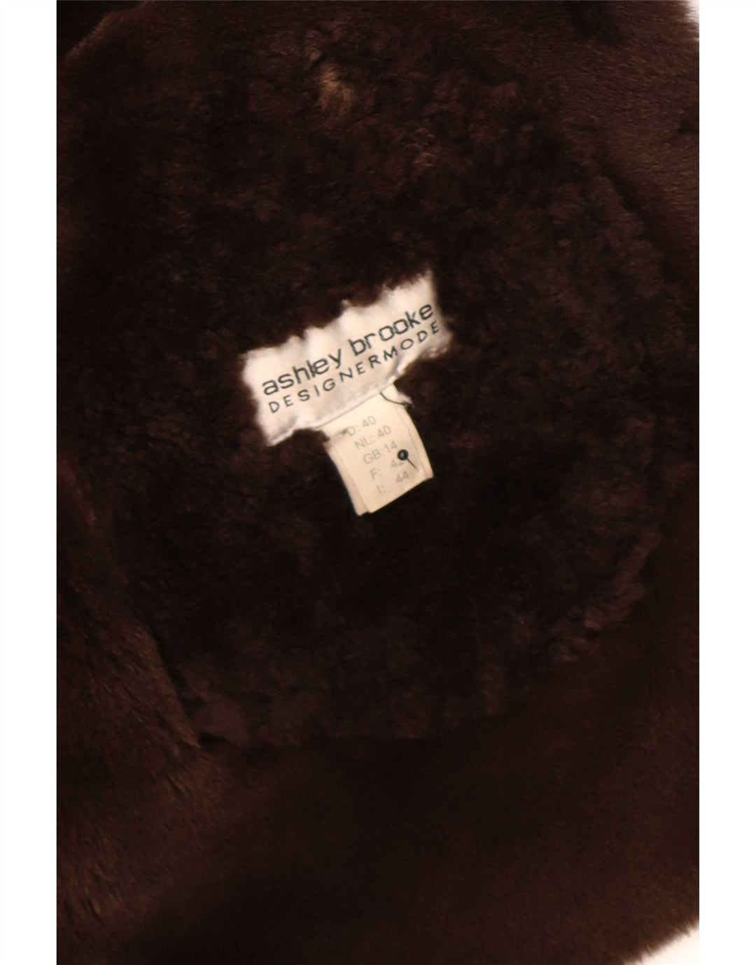 Casaco feminino Shearling Ashley Brooke Reino Unido 14 couro marrom médio