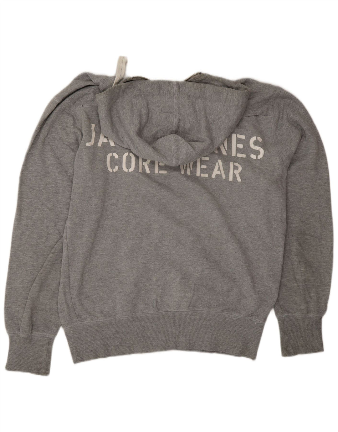 Suéter masculino com capuz e zíper gráfico Jack & Jones XL cinza