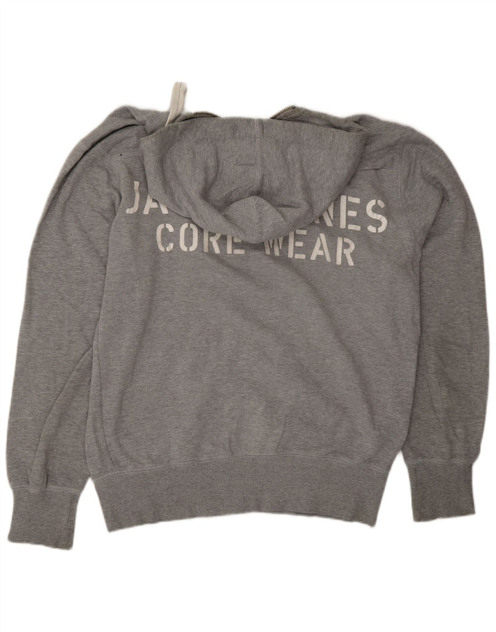Suéter masculino com capuz e zíper gráfico Jack & Jones XL cinza