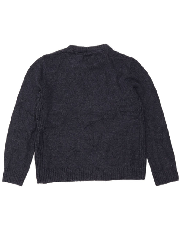 FAT FACE Suéter feminino oversized com gola redonda Reino Unido 10 pequeno azul marinho