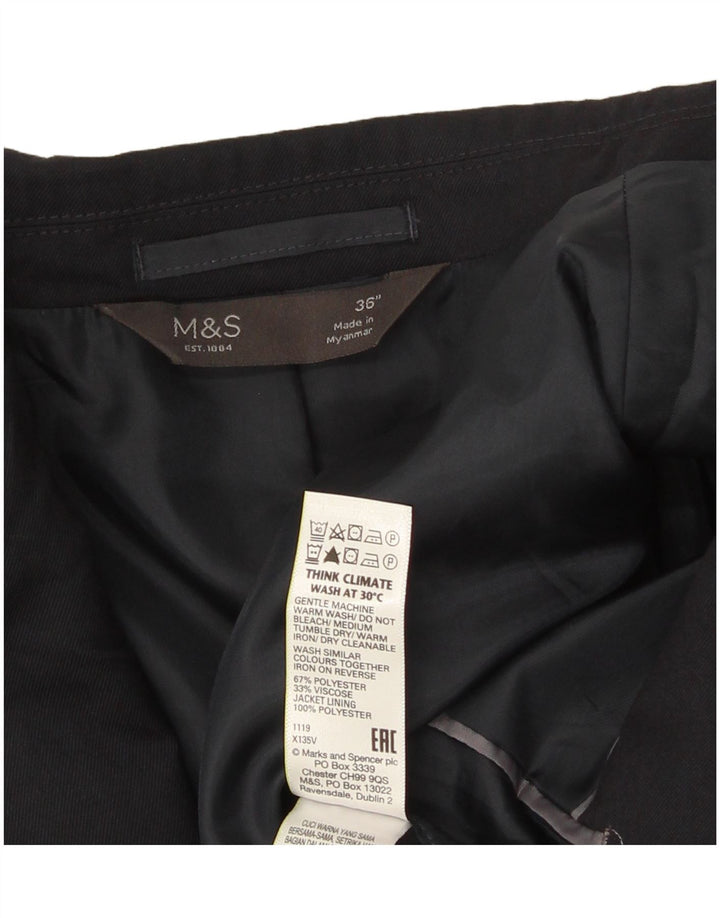 Jaqueta blazer masculina de 2 botões Marks & Spencer Reino Unido 36 pequena azul marinho poliéster