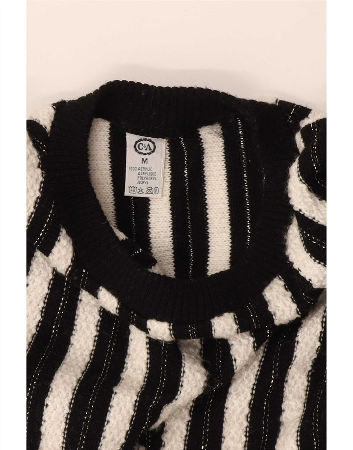 Suéter feminino C&A com gola redonda UK 14 acrílico listrado preto médio