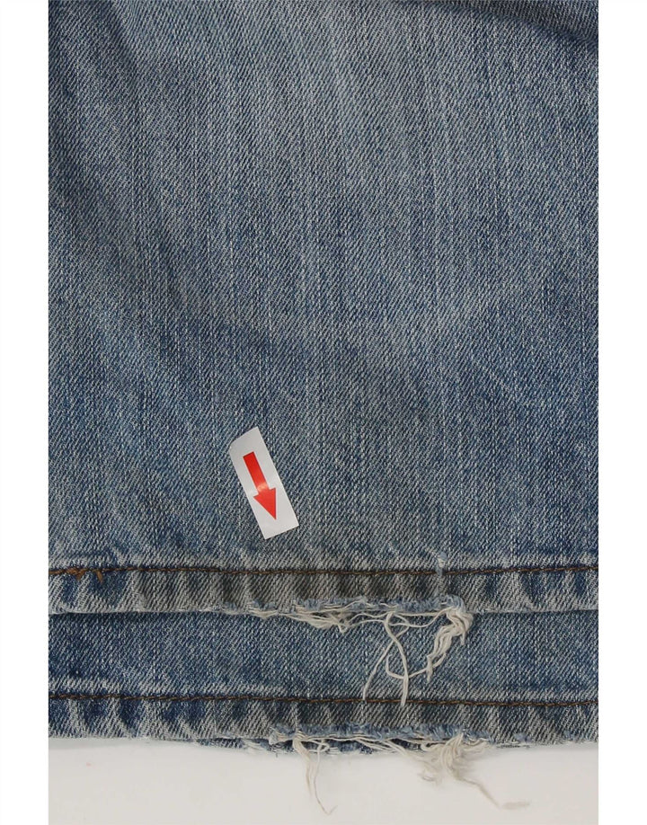 Marks & Spencer Calça jeans reta regular masculina desgastada W36 L31 algodão azul
