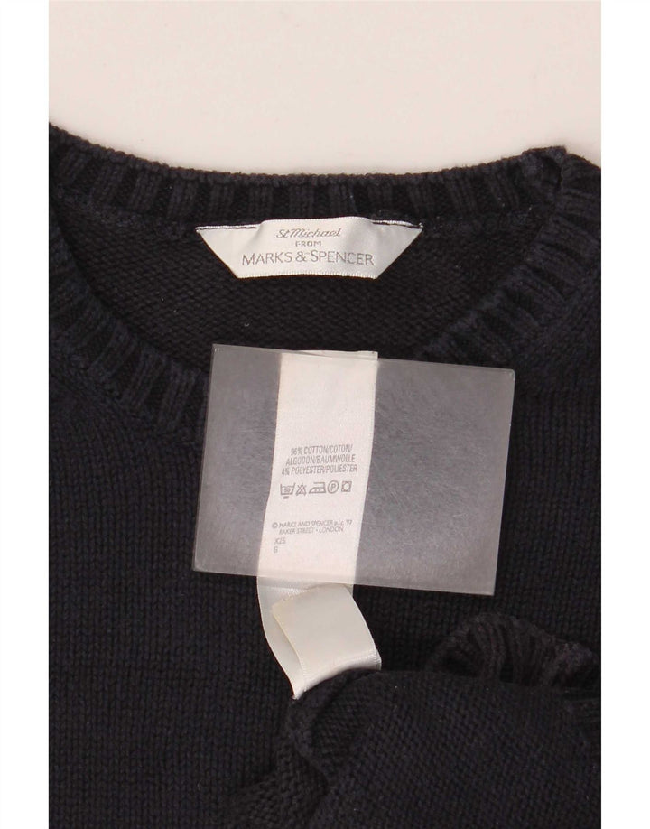 Suéter feminino Marks & Spencer com gola redonda Reino Unido 10 pequeno azul marinho