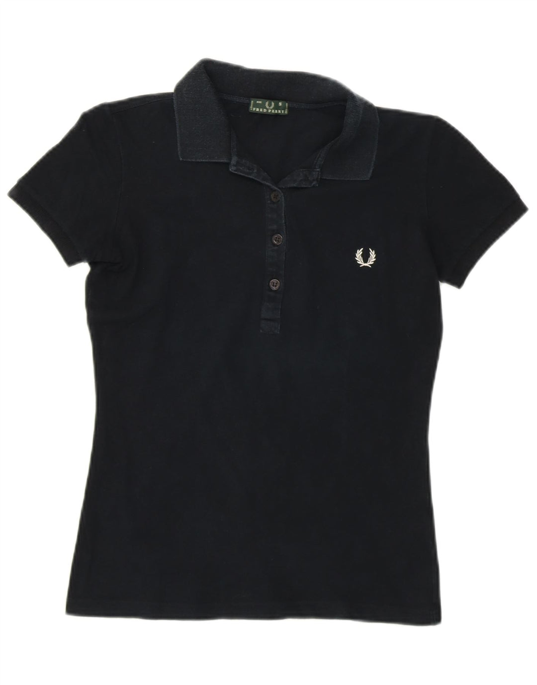 Camisa polo feminina FRED PERRY UK 8 pequena algodão preto