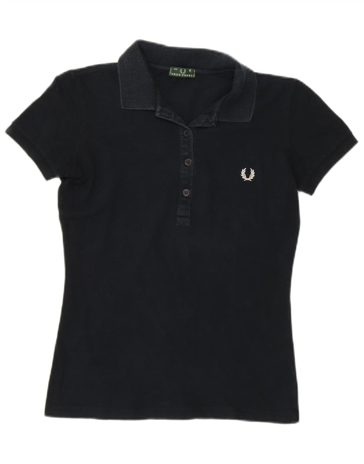 Camisa polo feminina FRED PERRY UK 8 pequena algodão preto