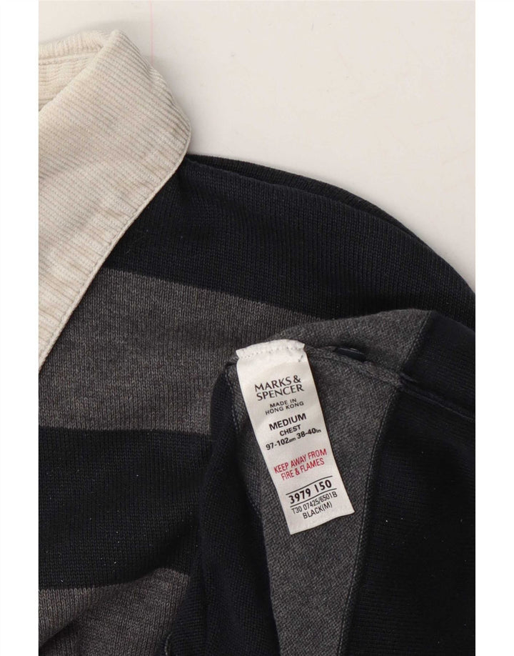 Suéter masculino Marks & Spencer Blue Harbour com gola polo preto médio