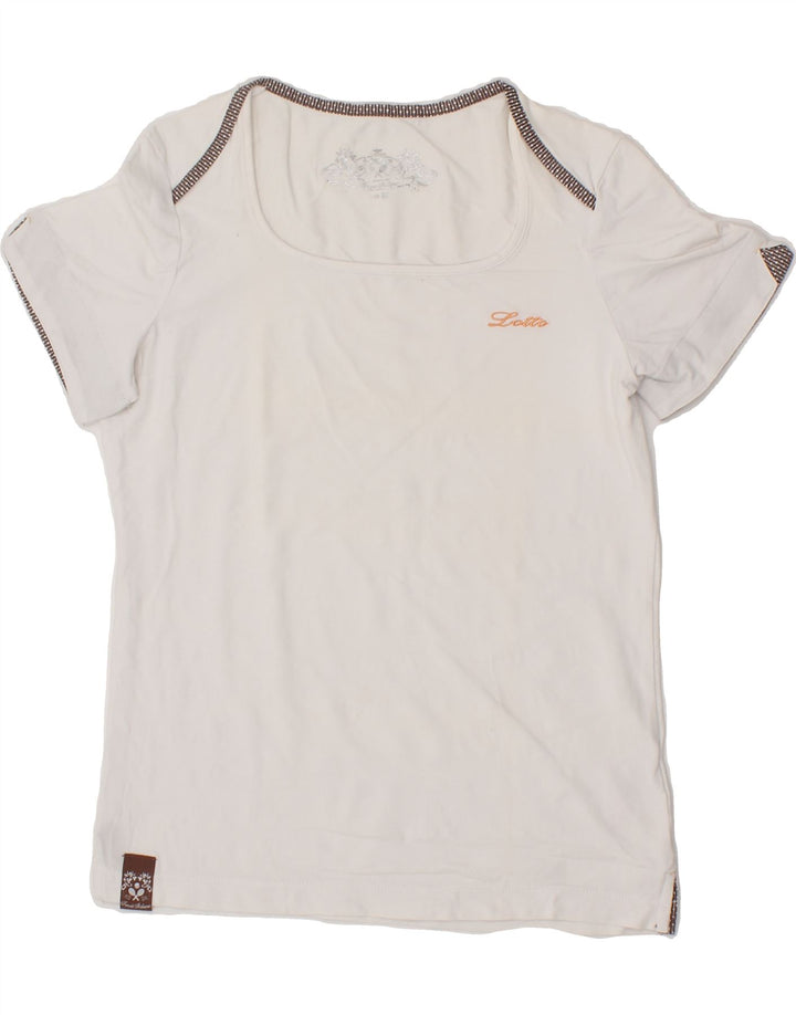 LOTTO Womens T-Shirt Top UK 12 Medium White Cotton Vintage Lotto and Second-Hand Lotto from Messina Hembry 