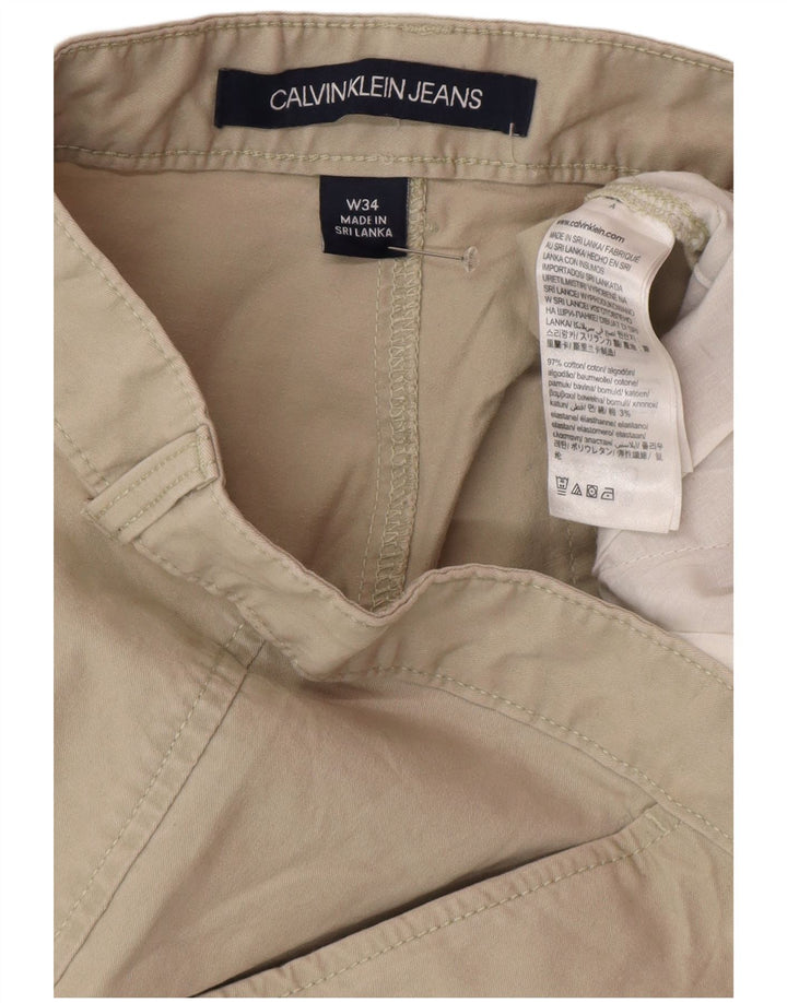 Calvin Klein Mens Chino Shorts W34 Grande Algodão Bege