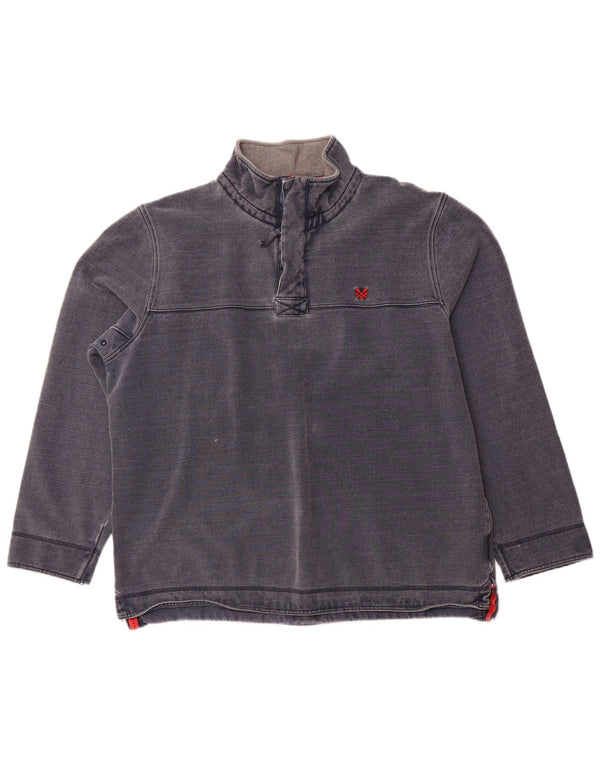 Crew Clothing Mens Zip Neck Moletom Jumper 2XL Azul Marinho Algodão