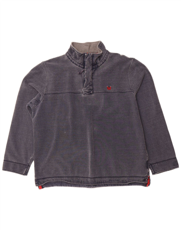 Crew Clothing Mens Zip Neck Moletom Jumper 2XL Azul Marinho Algodão