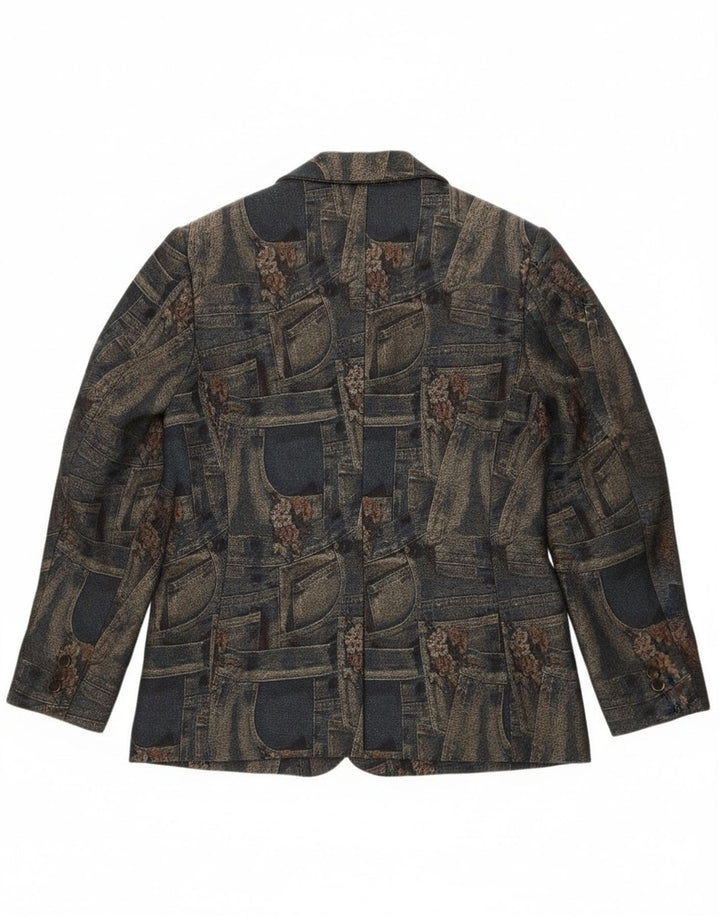 Jaqueta Blazer Feminina Carnet com 3 Botões Reino Unido 14 Médio Azul Marinho Floral