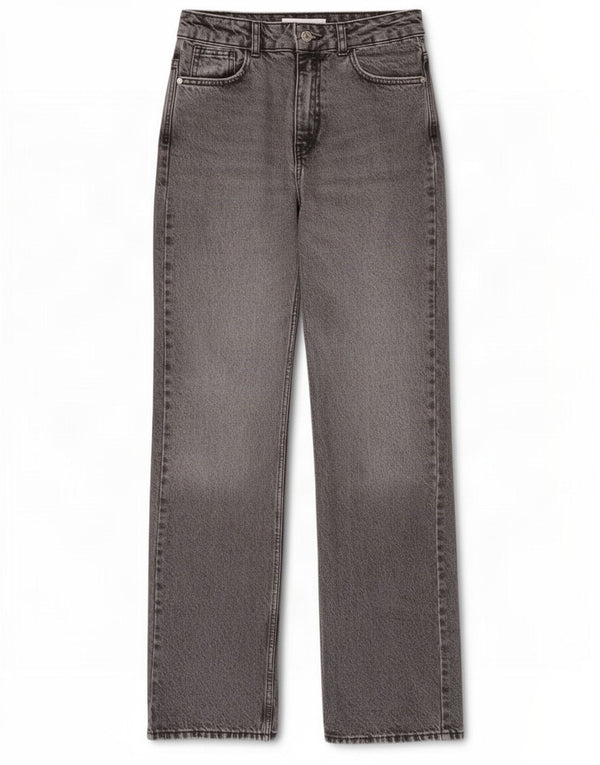 Zara Jeans feminino de cintura alta EU 36 XS W26 L32 algodão cinza