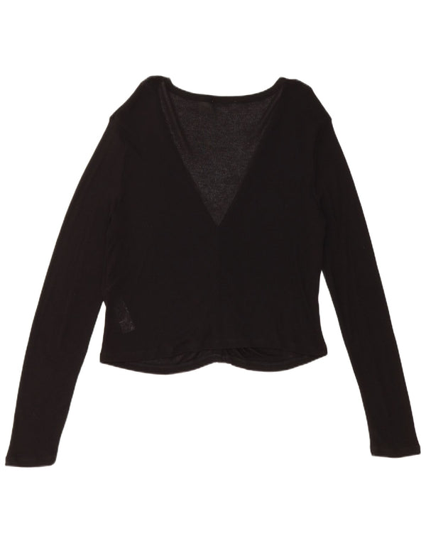 Suéter cardigã feminino Zara Reino Unido 14 grande viscose preta
