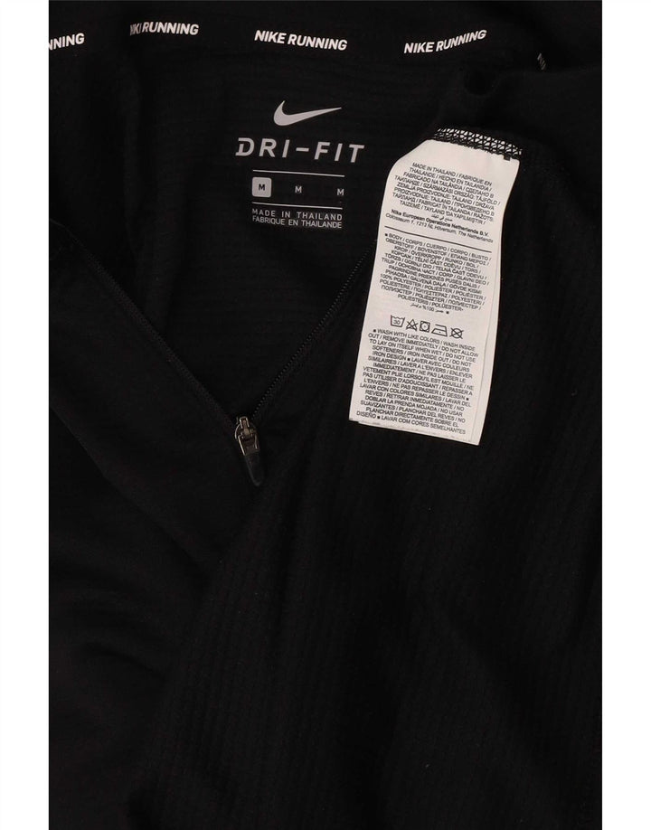 Nike Mens Dri Fit Zip Neck Pullover Treino Top Médio Preto Poliéster