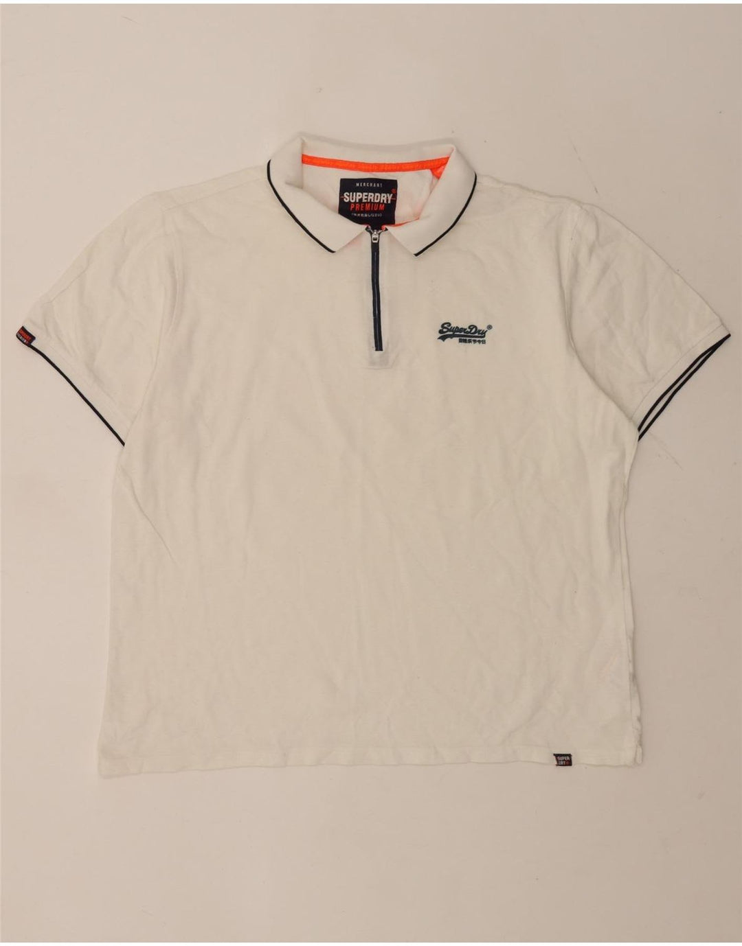 Camisa polo masculina Superdry 2XL algodão listrado branco