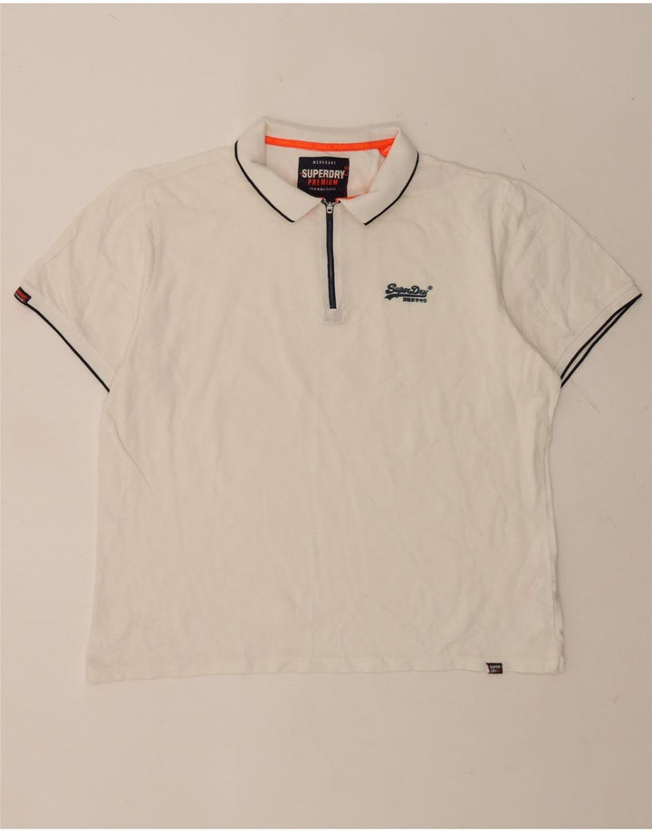 Camisa polo masculina Superdry 2XL algodão listrado branco