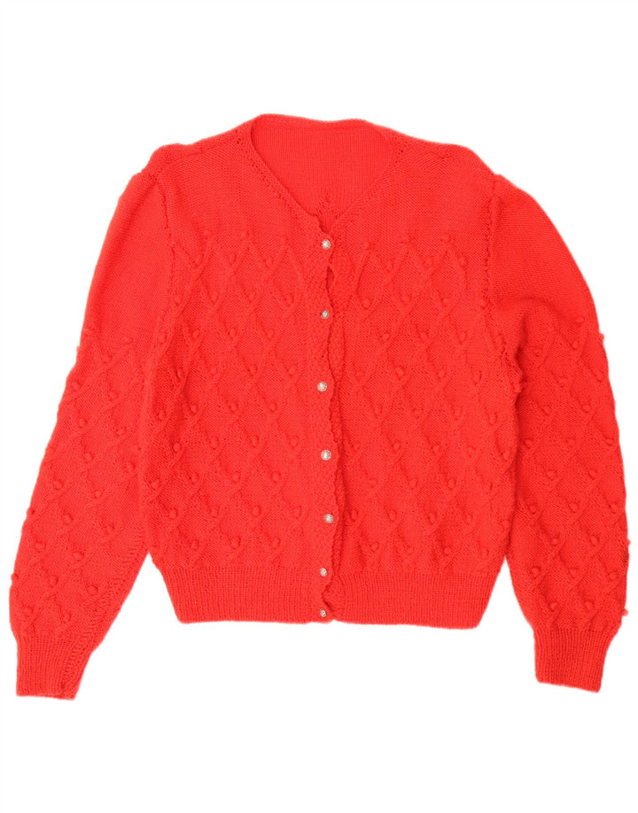 Suéter cardigã feminino vintage grande Reino Unido 16 vermelho grande