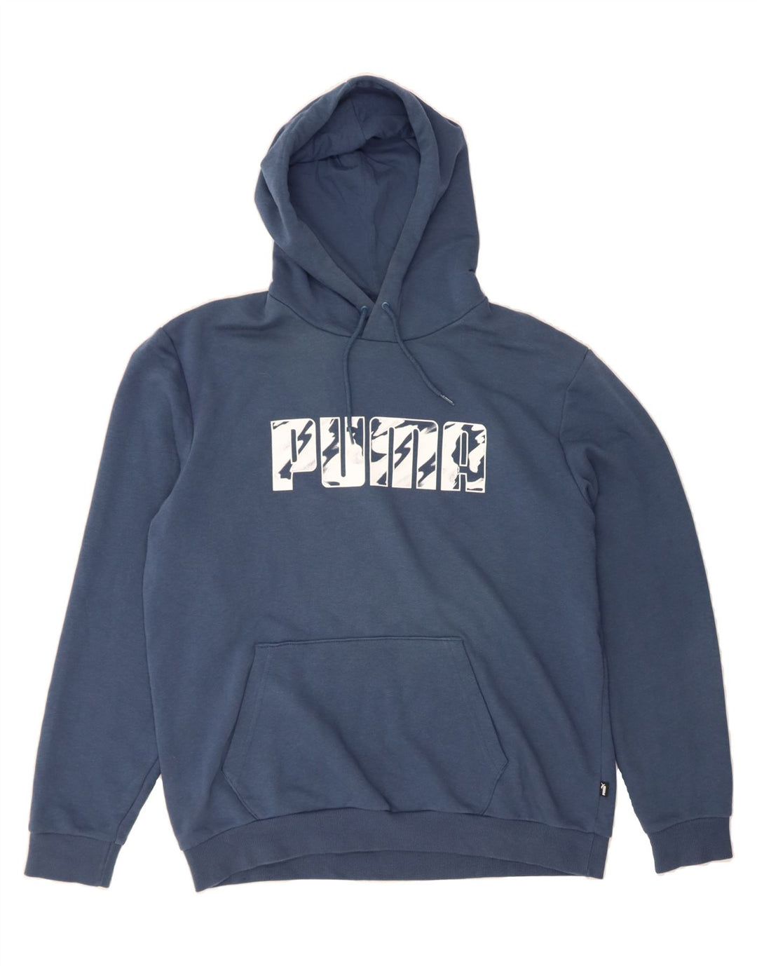 PUMA Mens Graphic Hoodie Jumper Large Blue Cotton Vintage Puma and Second-Hand Puma from Messina Hembry 