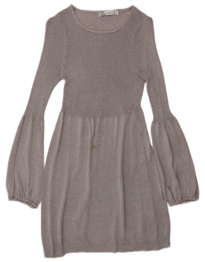 Vestido jumper feminino Zara de manga comprida Reino Unido 12 cinza médio