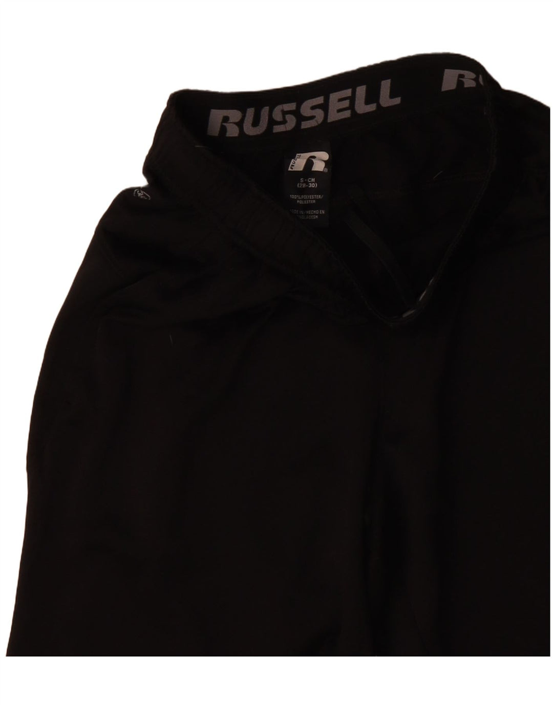 Shorts esportivos masculinos RUSSELL ATLÉTICOS pequenos de poliéster preto